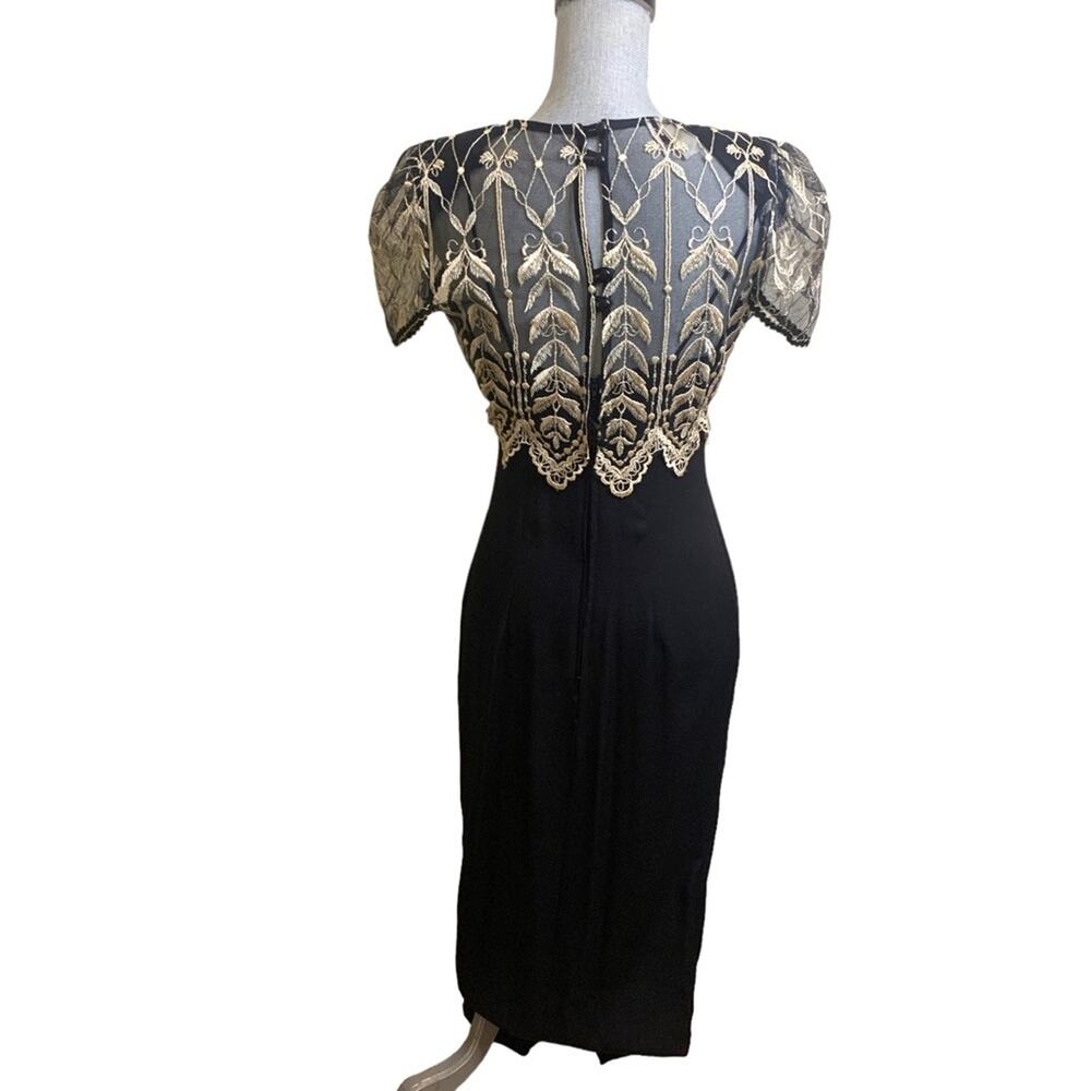 Vintage Coty Gothic Victorian Evening Dress Small Women's Lace 80s - Picture 2 of 11